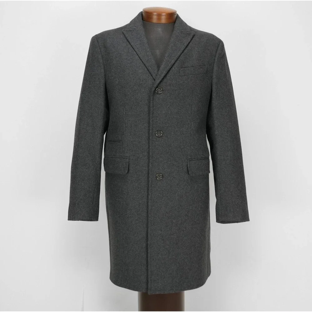 Banana Republic x Nova Fides Wool Cashmere Gray Topcoat Men's 46R Woven in Italy